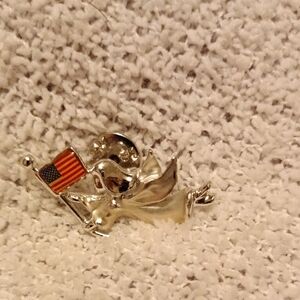 Silver Angel Brooch with American Flag By Gigi